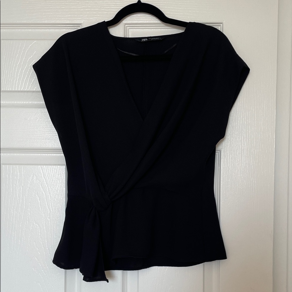 Zara Black Wrap Blouse